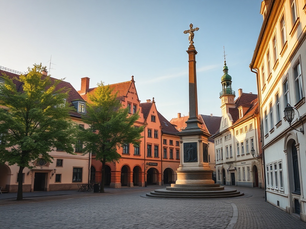 Panorama Międzyrzeca Podlaskiego z widokiem na zabytkowe budynki i rzekę